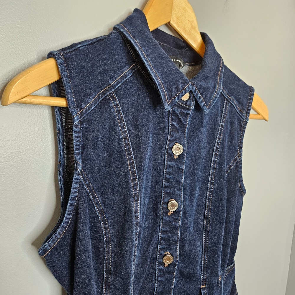 White House Black Market Dark Wash Denim Sleeveless Button Front Dress Size 6 - Picture 3 of 10
